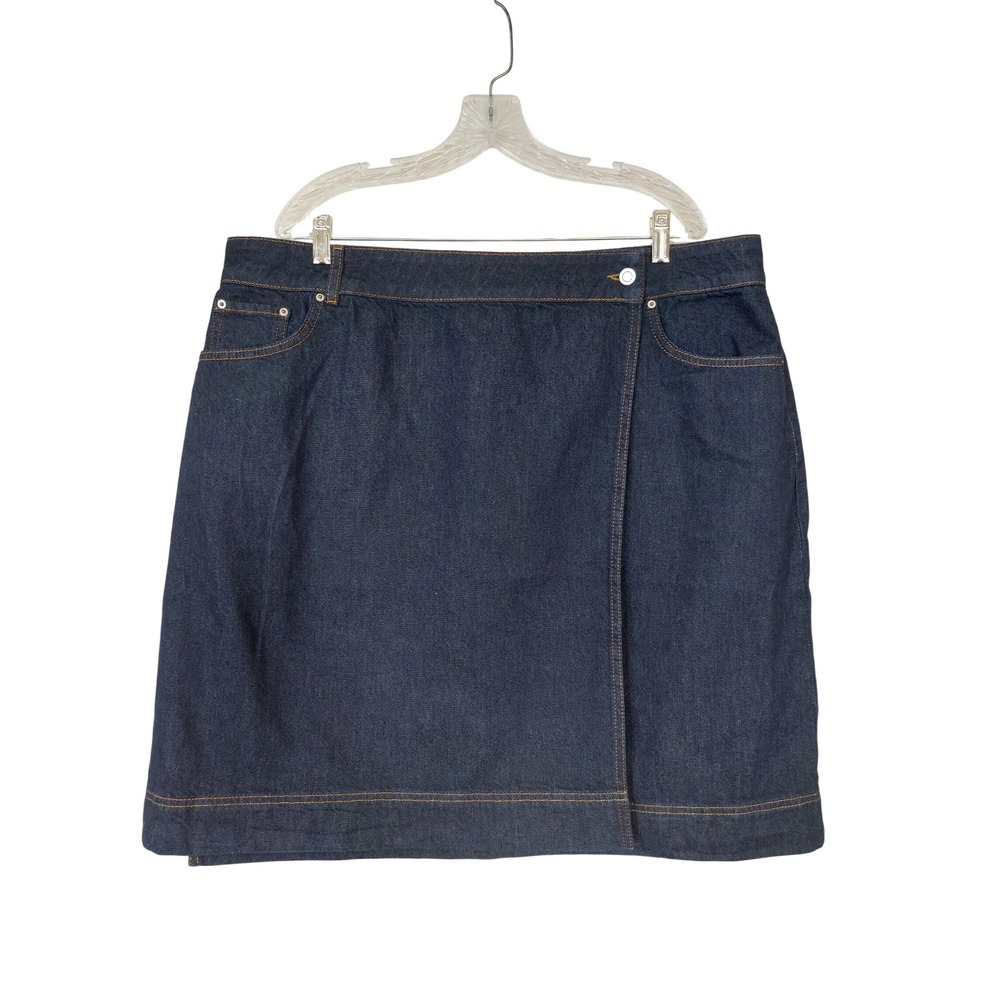 Aligne Hazel Indigo Organic Cotton Denim Wrap Mini Skirt Women's 16 NWT‎